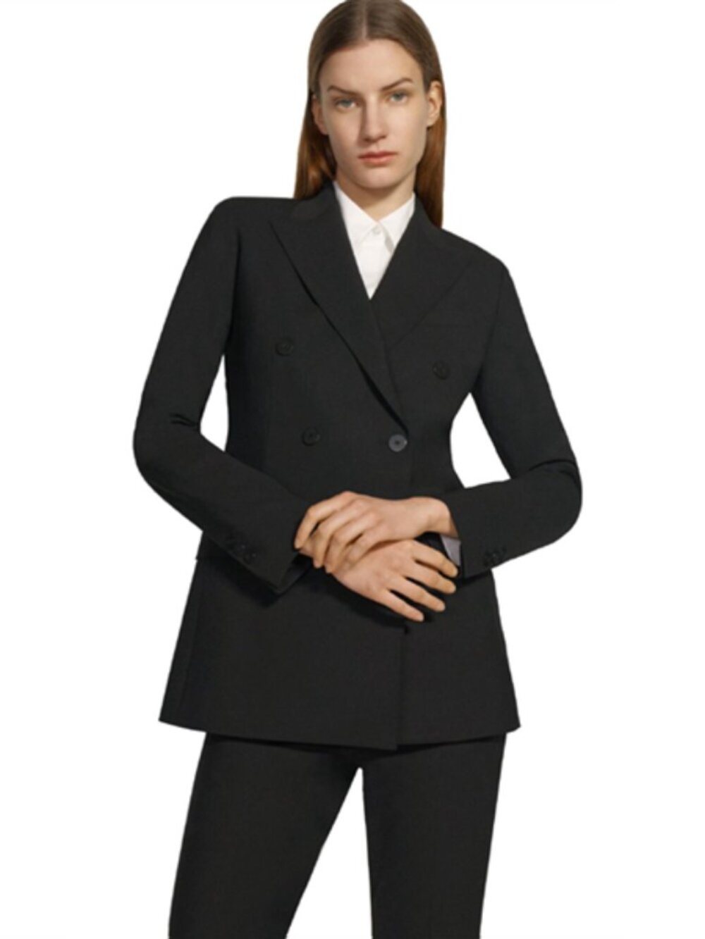 NWT $395 Theory Black Stretch Wool Double Breasted Suit Jacket Blazer SIZE 2